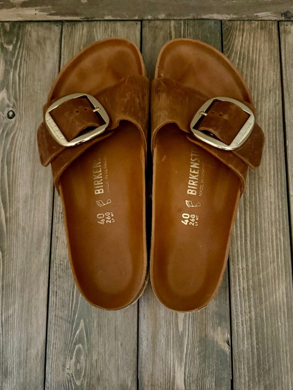 Birkenstock Big Buckle Brown Sandals Gold Buckles Women’s EU 40
